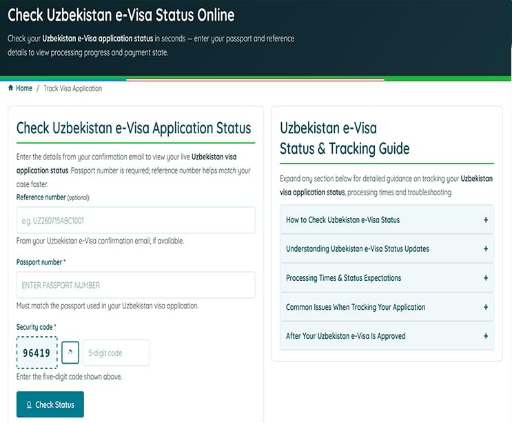 Uzbekistan e-Visa application step 6